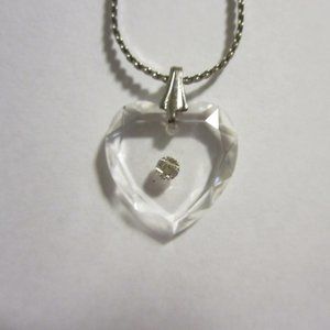 VINTAGE  Acrylic Heart w/Rhinestone necklace